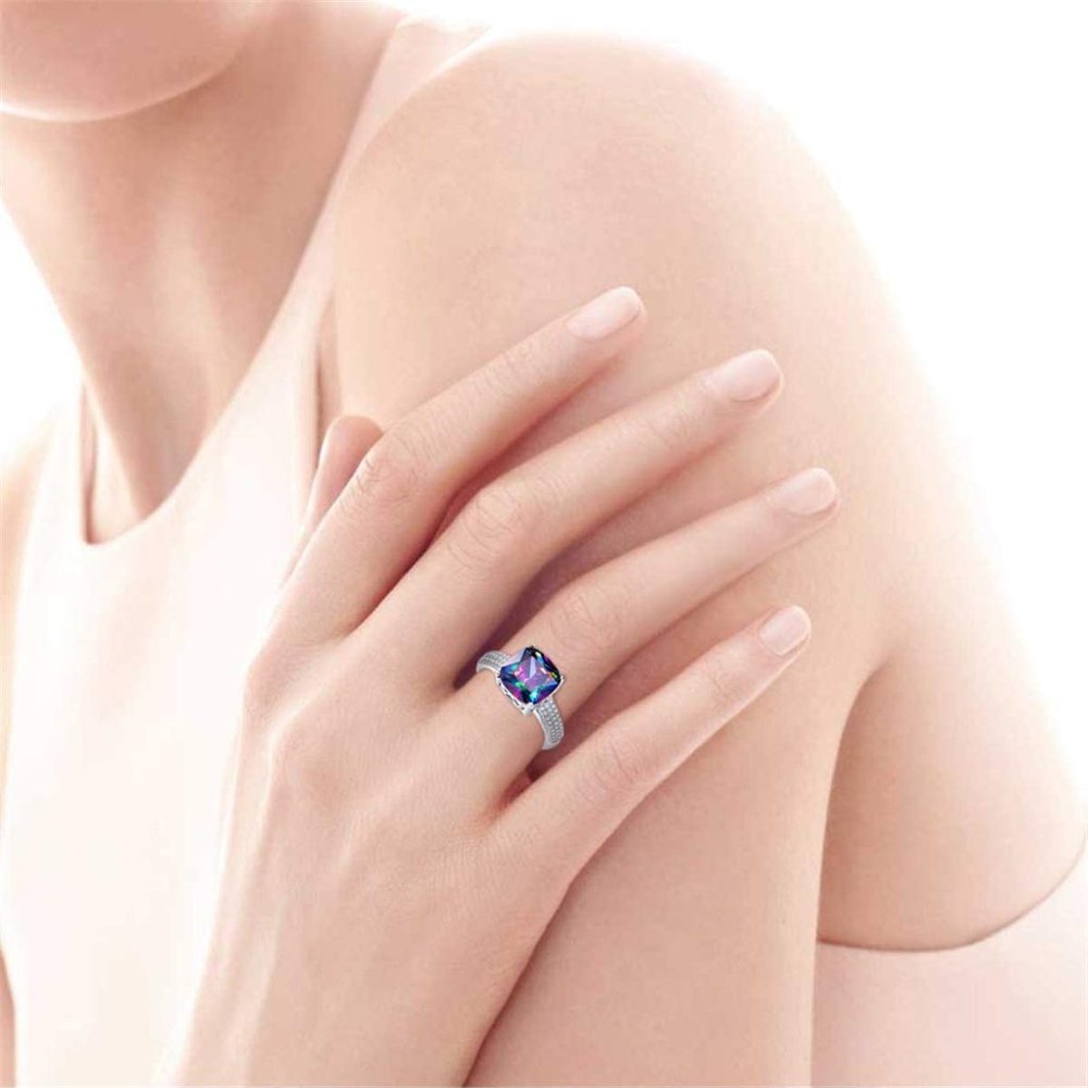 7.3ct Mystic Rainbow Ring - 925 Sterling Silver - Picture 5 of 5